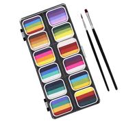 Beatifufu Kit De Maquillage Professionnel Peinture Faciale 12 Couleurs Dégradées 12 Pièces Aquarelle Visage Et Corps Pour Adultes Et Garçon Et Filles Cosplay Fête Avec 2 Pinceaux