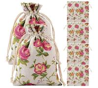 Beatifufu Lot de 10 Pochettes à Cordon en Coton Imprimé Petits Paquet de Rangement pour Bijoux et Présents Taille Petite Motif Rose Multi-Usages pour Fêtes et Occasions Spéciales