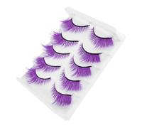 Beatifufu Lot De 5 Paires De Faux Cils Courts Et Fins Style Manga Japonais Naturels Et Fins Pour Halloween Violets