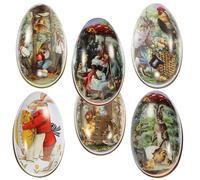 Beatifufu Lot de 6 Boîtes à Dragées de Pâques en Fer-blanc, Boîtes à Bonbons Colorées et Décoratives, Format Mixte, pour Décoration Festive et Rangement Gourmandises de Style Aléatoire