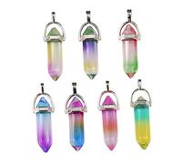 Beatifufu Lot De 7 Pendentifs Suspendus En Verre Coloré Dégradé 6 Faces Hexagonales Pour Fabrication Bijoux Diy Femmes Anniversaire Grand-mère Mariage Plage Vacances
