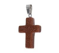 Beatifufu Natural Stone Cross Pendant Charm For Diy Necklace And Bracelet Polished Crystal Quartz Jewelry Making Accessory With Unique Gemstone Design