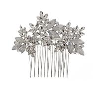 Beatifufu Peigne Floral Mariage Perles Et Cristaux Accessoire Élégant Pour Nouvelle Mariée Peigne à Cheveux Rhinestones Argenté