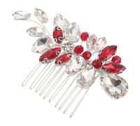 Beatifufu Peigne Latéral Vintage en Rouge pour Coiffure de Mariée, Accessoire Chignon Sécurisé et Éclatant, Cérémonie Mariage Plage ou Jardin pour Femmes et Filles