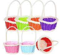 Beatifufu Petit Panier de Rangement Tressé avec Poignée 6 Pièces | Décor de Table Coloré, Usage Fête et Chasse aux Œufs, pour Fleurs, Jouets, Enseignants