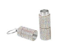 Beatifufu Porte-pilules Rhinestone Compartiments Métal Compact avec Porte-clés Organiseur de Voyage pour Vitamines Boîte Portable pour Camping et Déplacements