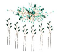 Beatifufu Set Accessoires Cheveux Mariage avec Peignes Verts Strass Épingles Décoratives pour Mariée Bijoux de Cheveux Élégants