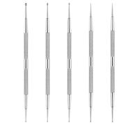 Beatifufu Stylo à Points Tailles Variées, Outil Nail Art Double Embout 5pcs en Acier Inoxydable et Décoration de Strass Argentés pour Ongles pour DIY