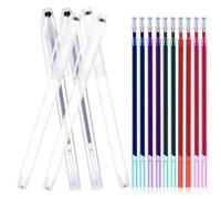 Beatifufu Stylo Marqueur pour Couture Hydrosoluble, 12 Recharges Multicolores 5 Porte-stylos, Encre Effaçable à L'eau pour Tissu, Portable, pour Marquage et Broderie Couleur Aléatoire