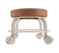 Beatifufu Tabouret Roulant Rond en Similicuir Marron avec roulettes Pivotantes 360° Tabouret Bas Compact pour Spa Salon de Beauté et Salle de Sport Repose-Pieds Mobile Ergonomique
