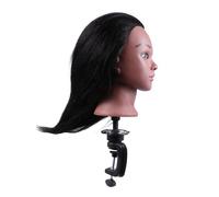 Beatifufu Tête de Mannequin Coiffure Professionnelle Cheveux Humains Longs pour Entraînement et Création de Styles Modèle Cosmétologie avec Support Peau Noire Naturelle