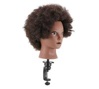 Beatifufu Tête De Mannequin D'entraînement Cheveux Naturels 1pc Taille Moyenne Pour Coiffeurs Noir Outil De Pratique Salon De Coiffure