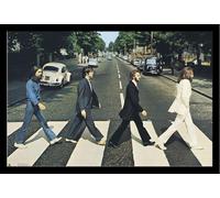 Beatles, The - Poster - Abbey Road + cadre amovible, Shinsuke® Maxi MDF noir, vitre acrylique