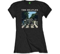 Beatles the - T-Shirt # L Ladies Black # Abbey Road & Logo [Import]
