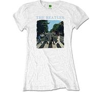 Beatles the - T-Shirt # M Ladies White # Abbey Road & Logo [Import]