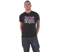 Beatles - the - T-Shirt # S Unisex Black # Drop T Logo & Vintage Flag [Import]