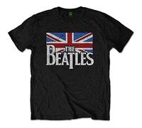 Beatles - the - T-Shirt # XXL Unisex Black # Drop T Logo & Vintage Flag [Import]