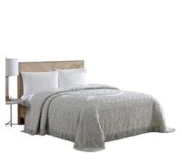 Beatrice Home Fashions Couvre-lit en Chenille Motif médaillon, Grand lit, Gris