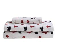Beatrice Home Fashions Cozy Cabin Parure de lit 3 pièces en Microfibre avec Poches Profondes - Motif Patchwork Rustique à Carreaux - Rouge/Noir
