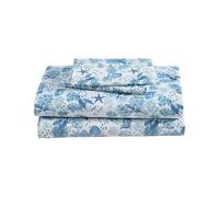 Beatrice Home Fashions Parure de lit en Microfibre à imprimé côtier, Douce et Confortable, Poches Profondes de 30,5 cm, lit Simple, Tortues Nautiques