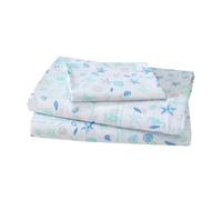 Beatrice Home Fashions Parure de lit en Microfibre à imprimé côtier, Douce et Confortable, Poches Profondes de 30,5 cm, lit Simple, Bleu Hampton