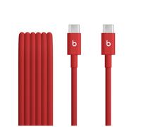 Beats USB-C vers USB-C Câble tissé, charge rapide, durable/anti-nœuds, chargeur compatible pour les appareils Apple et Android (1,5 m) - Rouge flash