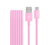 Beats USB-A vers USB-C Câble tissé, charge rapide, design durable et anti-nœuds, chargeur compatible pour les appareils Apple et Android (1,5 m) - Rose néon