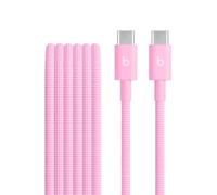 Beats USB-C vers USB-C Câble tissé, charge rapide, durable/anti-nœuds, chargeur compatible pour les appareils Apple et Android (1,5 m) - Rose néon