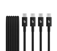 Beats USB-C vers USB-C Câbles tissés, lot de 2, charge rapide, durable/anti-nœuds, chargeur compatible pour les appareils Apple et Android (1,5 m) - Noir intense