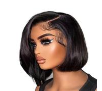 Beau 250% de densité 13x6 HD Lace Front cheveux humains droite courte Bob sans colle perruques dentelle frontale(14inches)