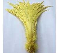 Beau 50pcs Plumes de Queue de Coq Naturelles 25-40cm / 10-16inch Vêtements Décoration Scène Performance Plumes de Queue de Coq Plume-Jaune,25-30cm