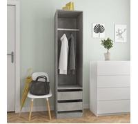 BEAU Armoire de Chambre - Penderie - Garde-Robe avec tiroirs - Gris béton - 50x50x200 cm - bois ingénierie mode224522