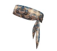 Beau bandeau imprimé ciel et mer bleu, bandeau adiustable, parfait pour la course, le fitness et d'autres sports.