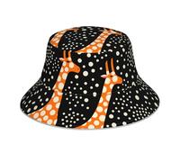 Beau bob imprimé girafe - Chapeau de plage pliable double face - Convient pour le cyclisme, la randonnée et les voyages - Noir