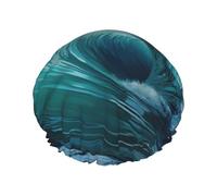 Beau bonnet de bain imprimé vagues de l'océan Grand bonnet de bain adapté à toutes les longueurs de cheveux Protège les cheveux bonnet de bain réutilisable