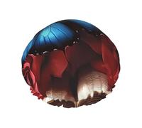 Beau bonnet de douche imperméable à double couche pour femme et homme - Protection des cheveux pour le bain, masque facial, spa