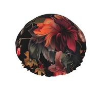 Beau bonnet de douche imprimé floral, bonnet de douche imperméable pour femmes, bonnet de douche réutilisable avec bande élastique