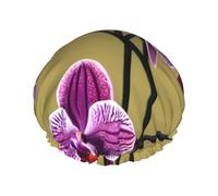 Beau bonnet de douche imprimé orchidées - réutilisable, double couche, respirant, séchage rapide, parfait pour la maison, le spa, l'hôtel et les voyages