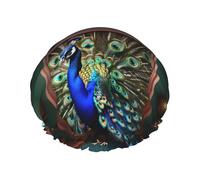 Beau bonnet de douche motif paon pour femmes et hommes, réutilisable, léger et doux, bonnet de bain avec bande élastique