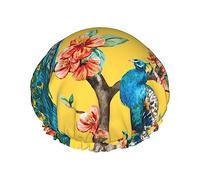 Beau bonnet de douche motif paon pour femmes, réutilisable, grand bonnet de douche pour hommes, séchage rapide, soins des cheveux, longs et courts pour enfants