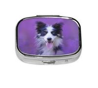 Beau Border Collie Puppy, boîte à pilules Meta à 2 compartiments, organiseur portable