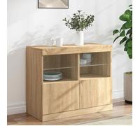 BEAU Buffet Armoire de salon moderne - Buffet multi-rangement avec lumières LED - Chêne sonoma - 81x37x67 cm mode662724
