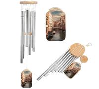 Beau carillon éolien en aluminium à suspendre avec vue sur le canal de Venise - Cadeau de condoléances pour femme et homme - Pour anniversaire, jardin, terrasse, porche, maison, cour