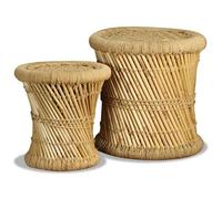BEAU Chaise de salon - Tabourets lot de 2 Bambou et jute,39x37 cm mode164793