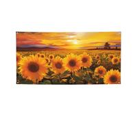 Beau champ de tournesol coucher de soleil bannière décoration de fête drapeau fête d'anniversaire photographie fond bannière décoration bannière bannière fournitures de fête 180 x 119 cm petite