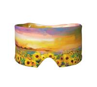 Beau champ de tournesol imprimé coucher de soleil imprimé doux cache-yeux et oreilles pour adultes couverture de sommeil pour soulager la sieste de voyage