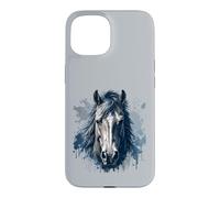 Beau Cheval équestre expressif éclaboussures de Peinture Style Coque pour iPhone 15