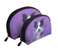 Beau Chiot Border Collie, Trousse de Maquillage Coquille Femme Petit Porte-Monnaie Trousse de Toilette Trousse à cosmétiques 2 pièces