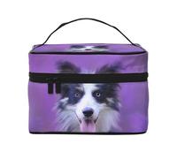 Beau Chiot Border Collie, Trousse de Maquillage Trousse à cosmétiques Trousse de Toilette de Voyage Portable Trousse à Crayons