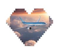 Beau ciel imprimé avion art brique puzzle en forme de cœur DIY blocs de construction ensemble 3D puzzle décoration de la maison 82 pièces